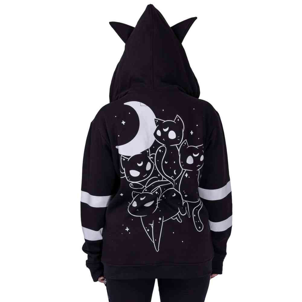 Heartless - MOON CATS Kapuzenpullover mit Reißverschluss - Schwarz